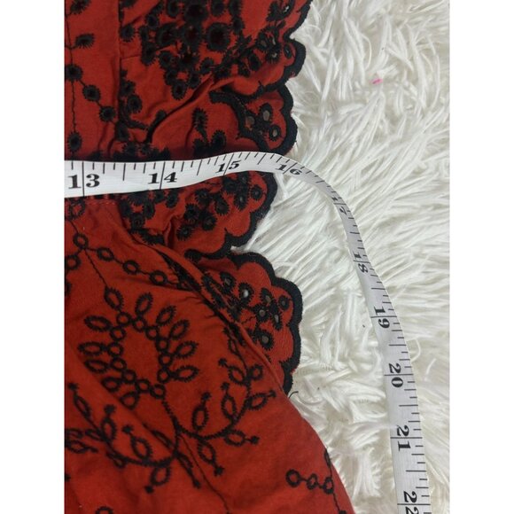 Crown & Ivy XL Red & Black Embroidered Flutter Sleeve Blouse - Picture 5 of 6